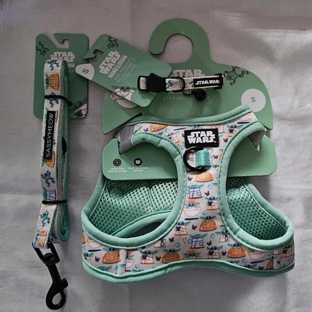 Disney Sassy Meow Star Wars The Mandalorian Harness, Collar and Leash Set (S)